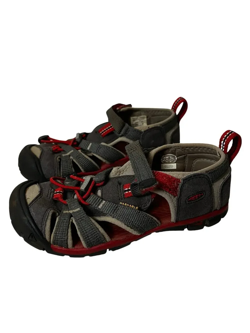 KEEN Kids Newport H2 Waterproof Sport Sandals Gray/Red unisex hiking Size 12
